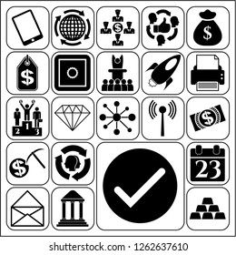 Set of 22 business symbols of icons. Collection. Flat design. Vector Illustration.