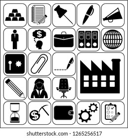 Set of 22 business symbols of icons. Collection. Detailed design. Vector Illustration.