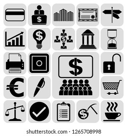 Set of 22 business symbols of icons. Collection. Flat design. Vector Illustration.
