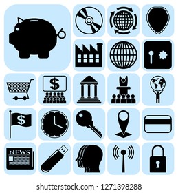 Set of 22 business symbols of icons. Collection. Flat design. Vector Illustration.