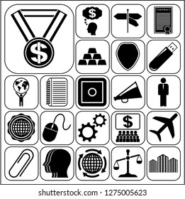 Set of 22 business symbols of icons. Collection. Flat design. Vector Illustration.