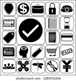 Set of 22 business symbols of icons. Collection. Detailed design. Vector Illustration.
