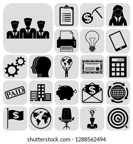 Set of 22 business symbols of icons. Collection. Detailed design. Vector Illustration.