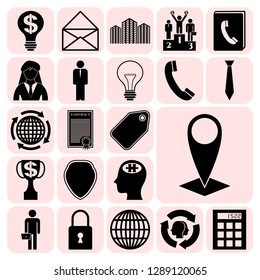 Set of 22 business symbols of icons. Collection. Flat design. Vector Illustration.