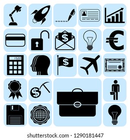 Set of 22 business symbols of icons. Collection. Detailed design. Vector Illustration.