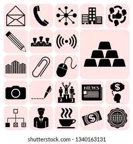 Set of 22 business symbols of icons. Collection. Detailed design. Vector Illustration.