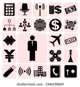 Set of 22 business symbols of icons. Collection. Detailed design. Vector Illustration.