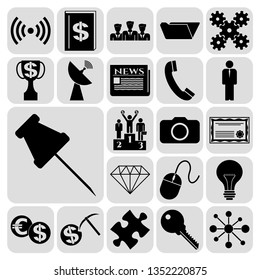 Set of 22 business symbols of icons. Collection. Detailed design. Vector Illustration.
