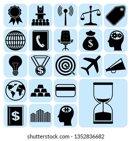 Set of 22 business symbols of icons. Collection. Detailed design. Vector Illustration.