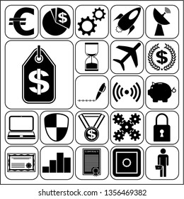 Set of 22 business symbols of icons. Collection. Flat design. Vector Illustration.