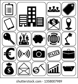 Set of 22 business symbols of icons. Collection. Flat design. Vector Illustration.