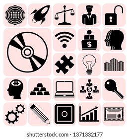Set of 22 business symbols of icons. Collection. Detailed design. Vector Illustration.