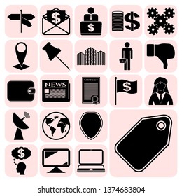 Set of 22 business symbols of icons. Collection. Flat design. Vector Illustration.