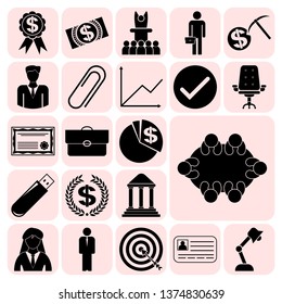 Set of 22 business symbols of icons. Collection. Flat design. Vector Illustration.