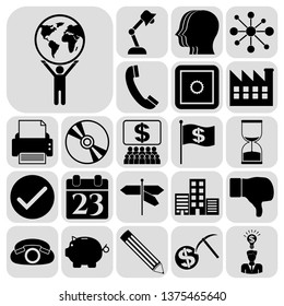 Set of 22 business symbols of icons. Collection. Flat design. Vector Illustration.