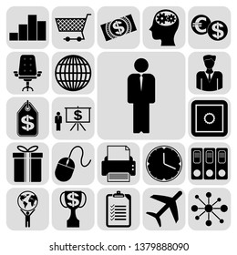 Set of 22 business symbols of icons. Collection. Flat design. Vector Illustration.