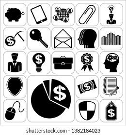 Set of 22 business symbols of icons. Collection. Detailed design. Vector Illustration.
