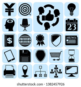 Set of 22 business symbols of icons. Collection. Flat design. Vector Illustration.