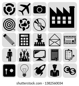 Set of 22 business symbols of icons. Collection. Detailed design. Vector Illustration.
