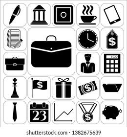 Set of 22 business symbols of icons. Collection. Flat design. Vector Illustration.