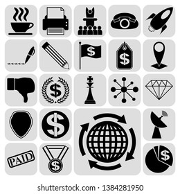 Set of 22 business symbols of icons. Collection. Flat design. Vector Illustration.