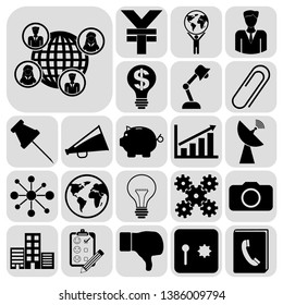 Set of 22 business symbols of icons. Collection. Detailed design. Vector Illustration.