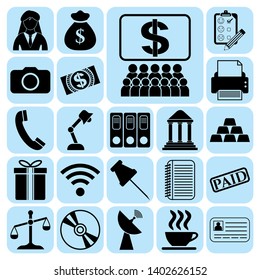 Set of 22 business symbols of icons. Collection. Detailed design. Vector Illustration.