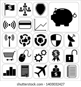 Set of 22 business symbols of icons. Collection. Flat design. Vector Illustration.