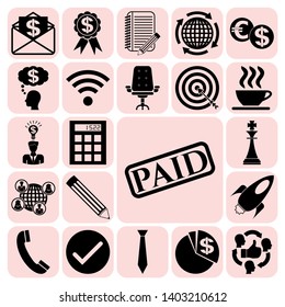 Set of 22 business symbols of icons. Collection. Flat design. Vector Illustration.