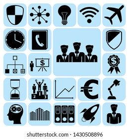 Set of 22 business symbols of icons. Collection. Flat design. Vector Illustration.