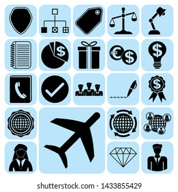 Set of 22 business symbols of icons. Collection. Flat design. Vector Illustration.