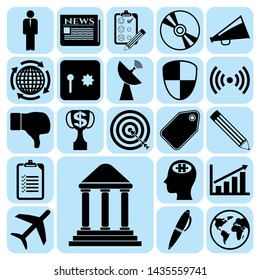 Set of 22 business symbols of icons. Collection. Flat design. Vector Illustration.
