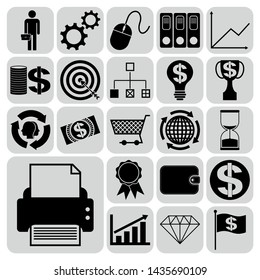 Set of 22 business symbols of icons. Collection. Detailed design. Vector Illustration.