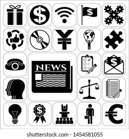 Set of 22 business symbols of icons. Collection. Detailed design. Vector Illustration.