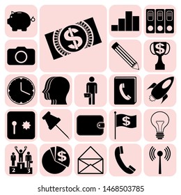 Set of 22 business symbols of icons. Collection. Amazing desing. Vector Illustration.