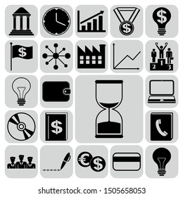 Set of 22 business symbols of icons. Collection. Detailed design. Vector Illustration.
