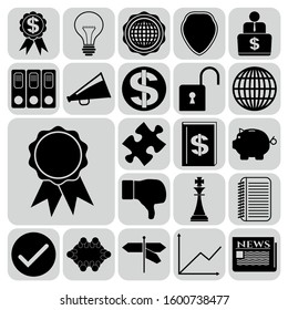 Set of 22 business symbols of icons. Collection. Detailed design. Vector Illustration.