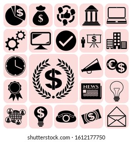Set of 22 business symbols of icons. Collection. Flat design. Vector Illustration.