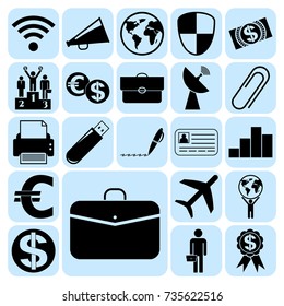 Set of 22 business symbols of icons. Collection. Detailed design. Vector Illustration.