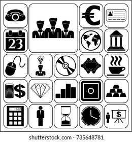 Set of 22 business symbols of icons. Collection. Flat design. Vector Illustration.