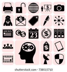 Set of 22 business symbols of icons. Collection. Amazing desing. Vector Illustration.