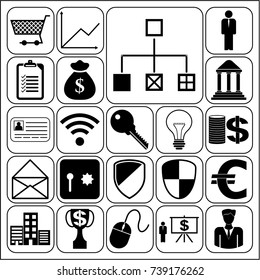 Set of 22 business symbols of icons. Collection. Detailed design. Vector Illustration.