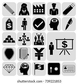 Set of 22 business symbols of icons. Collection. Detailed design. Vector Illustration.