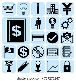 Set of 22 business symbols of icons. Collection. Detailed design. Vector Illustration.