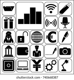 Set of 22 business symbols of icons. Collection. Detailed design. Vector Illustration.