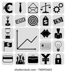 Set of 22 business symbols of icons. Collection. Detailed design. Vector Illustration.