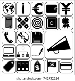 Set of 22 business symbols of icons. Collection. Detailed design. Vector Illustration.