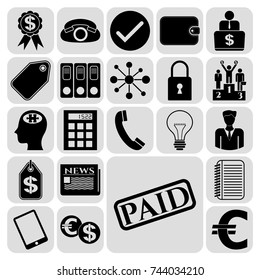 Set of 22 business symbols of icons. Collection. Flat design. Vector Illustration.