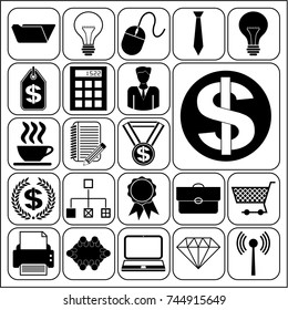 Set of 22 business symbols of icons. Collection. Flat design. Vector Illustration.