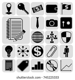 Set of 22 business symbols of icons. Collection. Flat design. Vector Illustration.